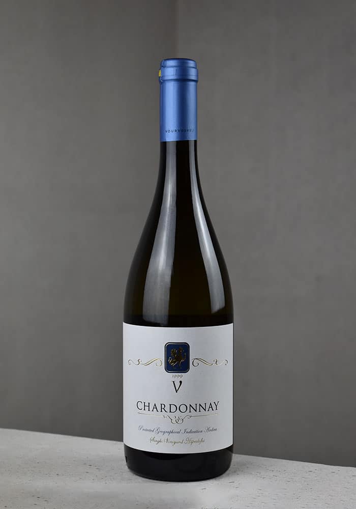 Griechischer Weißwein (Chardonnay) von Estate Vourvoukeli Jahrgang 2022